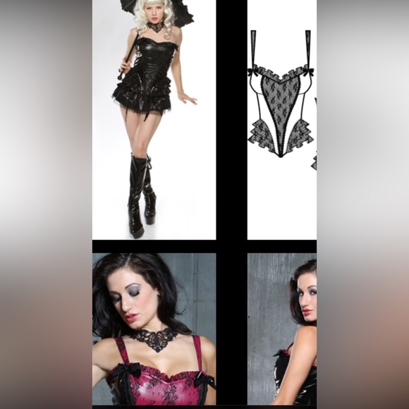 Lip service Nocturnal Rendezvous vintage Corset zip cami top pvc lace rare HTF - Picture 5 of 16